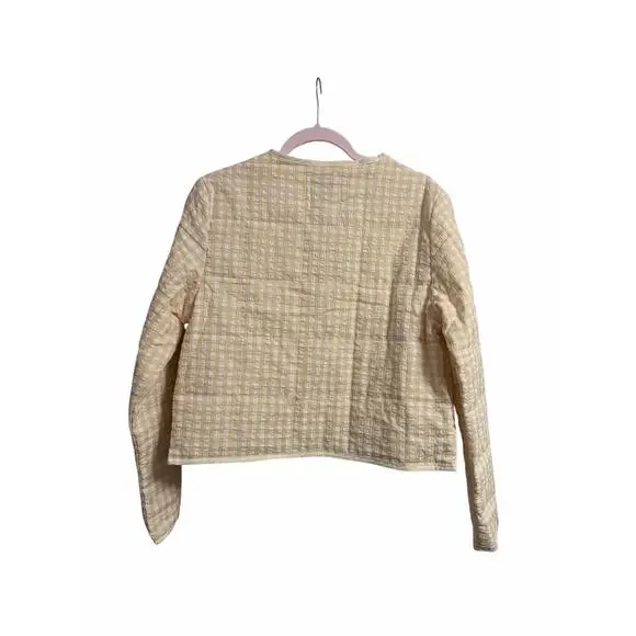 Stoosh Gingham Quilted Tie-Front Jacket Sz M Beige Cream Cottagecore NWT - Picture 4 of 6